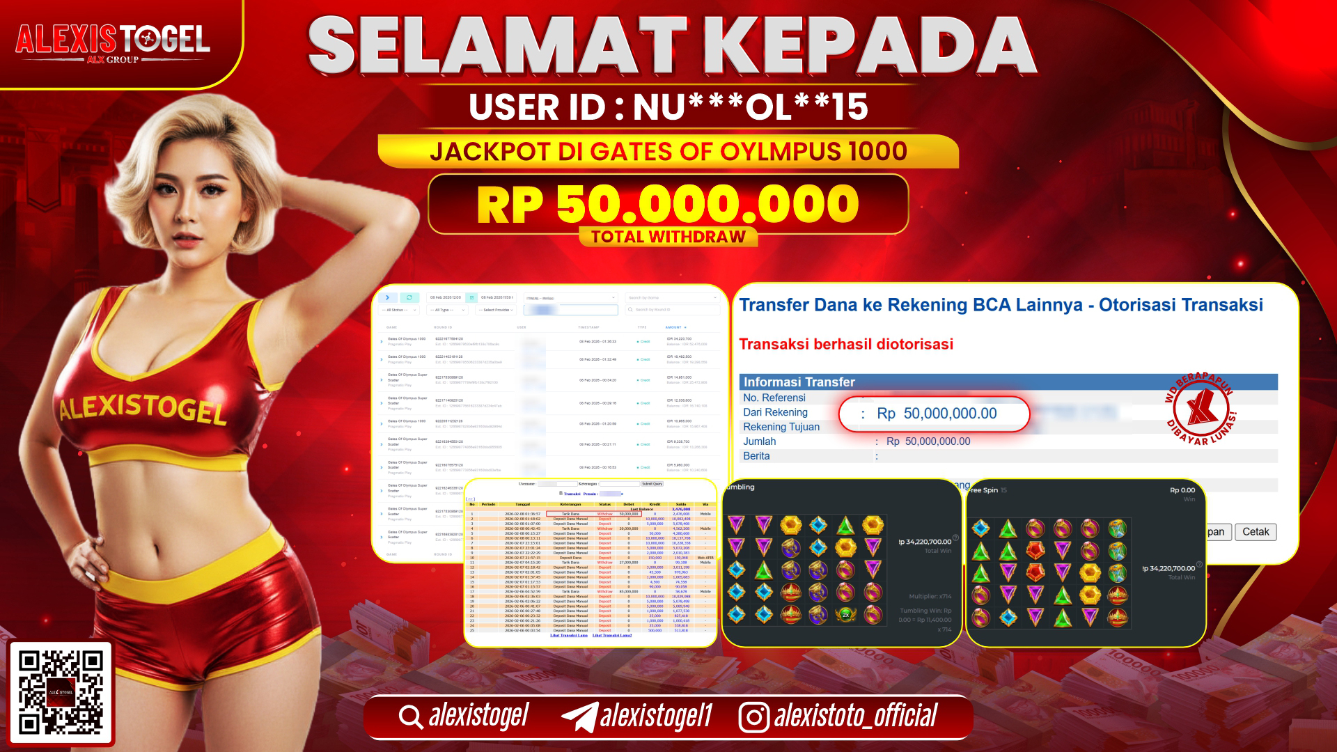 ALEXISTOGEL di SLOT GATES OF OLYMPUS 1000 RP.50.000.000,- LUNAS 