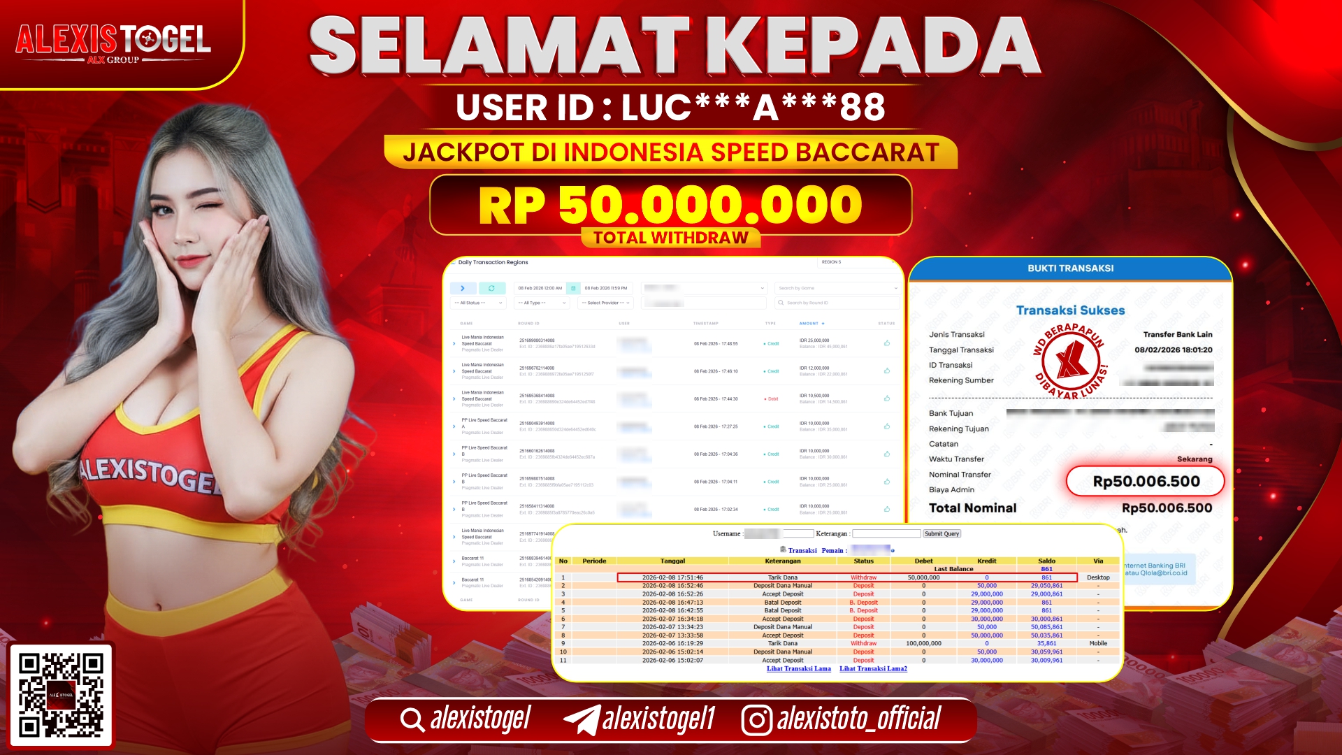ALEXISTOGEL di PPLD INDONESIA SPEED BACCARAT RP.50.000.000,- LUNAS 