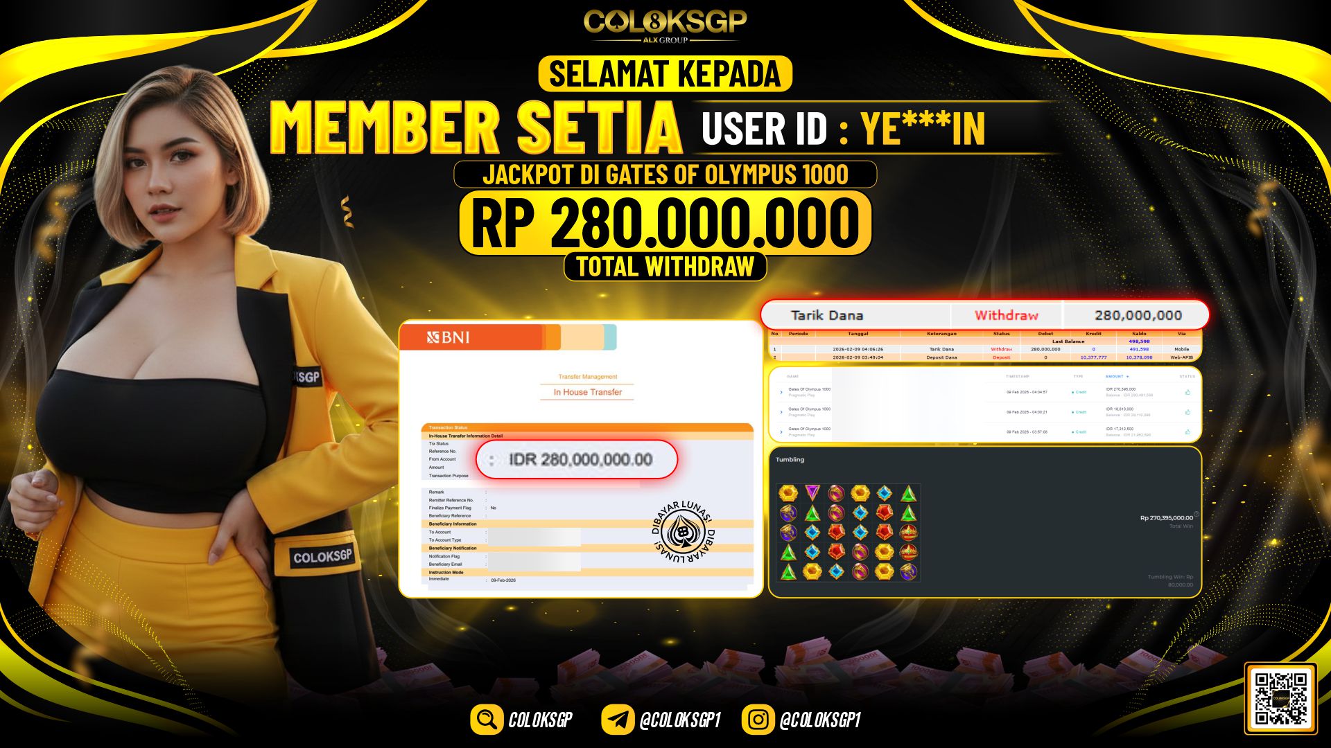 COLOKSGP JACKPOT DI GATES OF OLYMPUS 1000