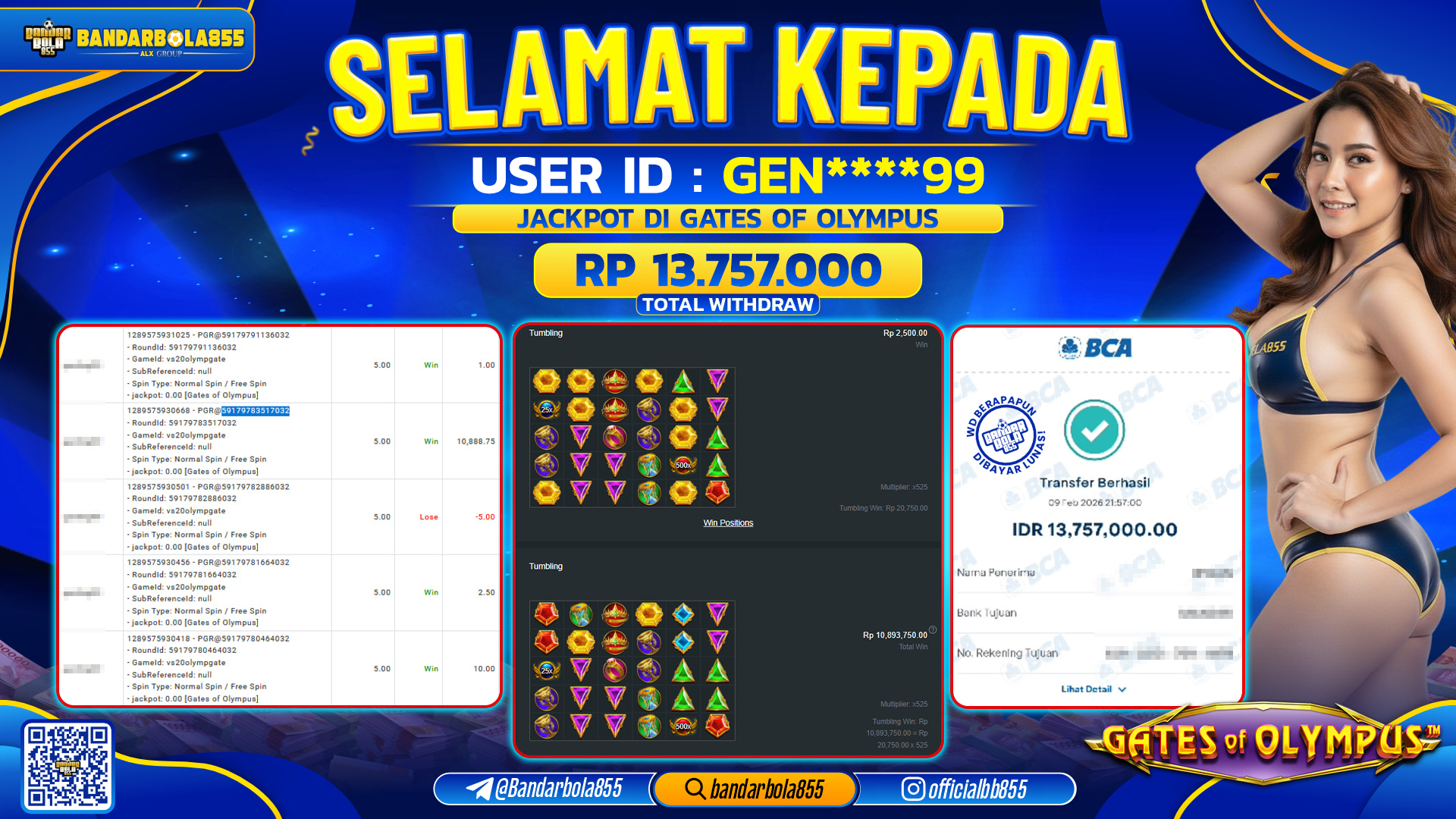 🎖 JACKPOT BANDARBOLA855 di GATES OF OLYMPUS Rp13.757.000 🎖