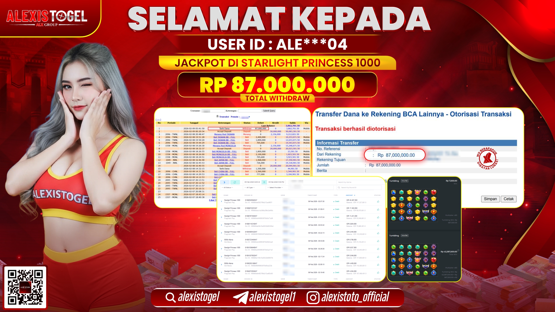 ALEXISTOGEL di SLOT STARLIGHT PRINCESS 1000 RP.87.000.000,- LUNAS 