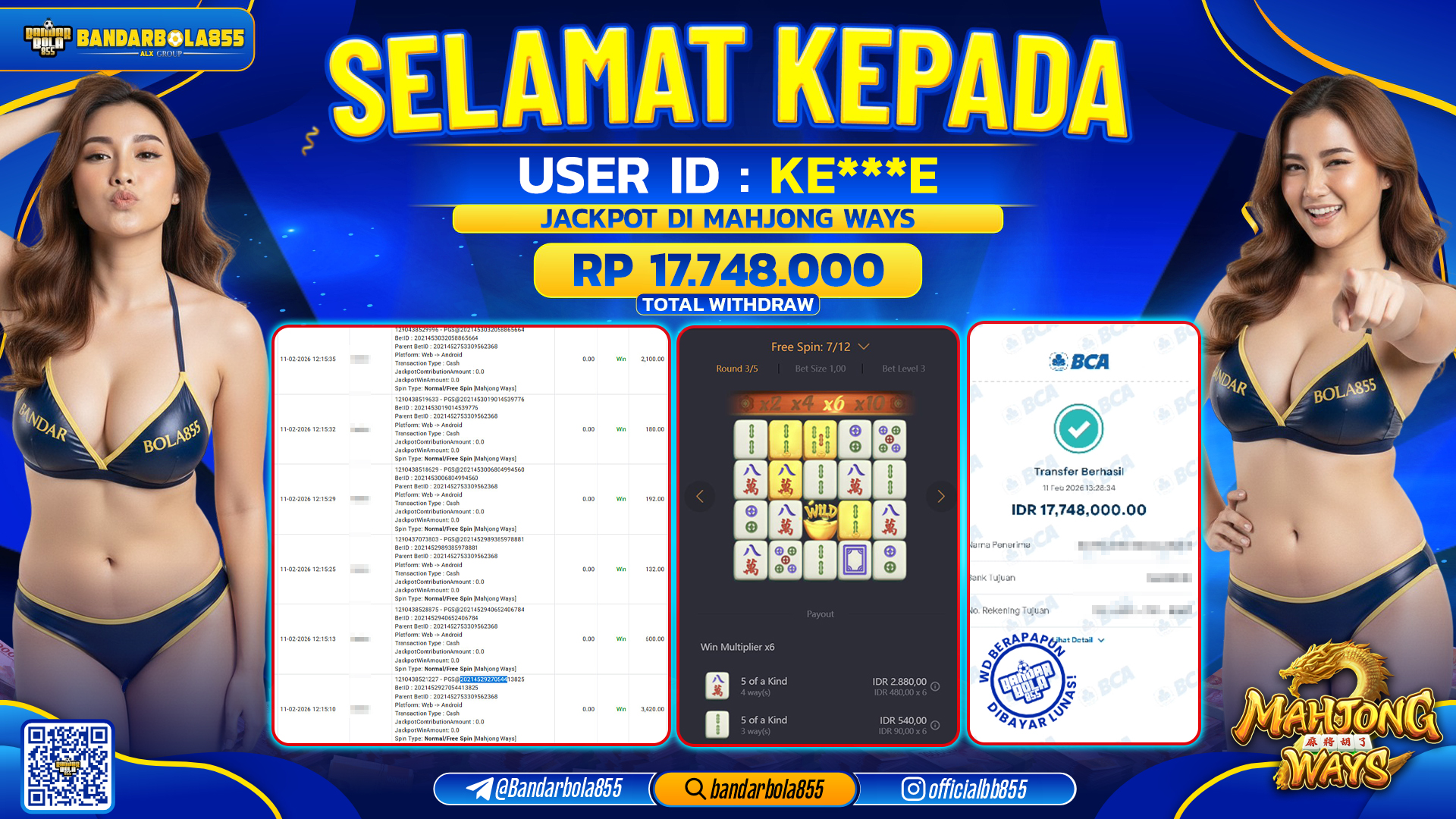 🎖 JACKPOT BANDARBOLA855 di MAHJONG WAYS Rp17.748.000 🎖