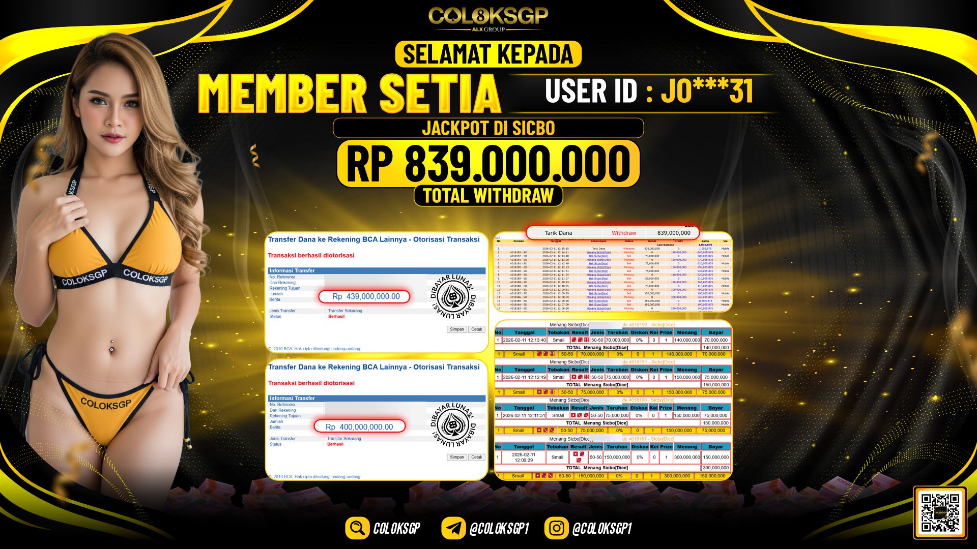 COLOKSGP JACKPOT DI SICBO