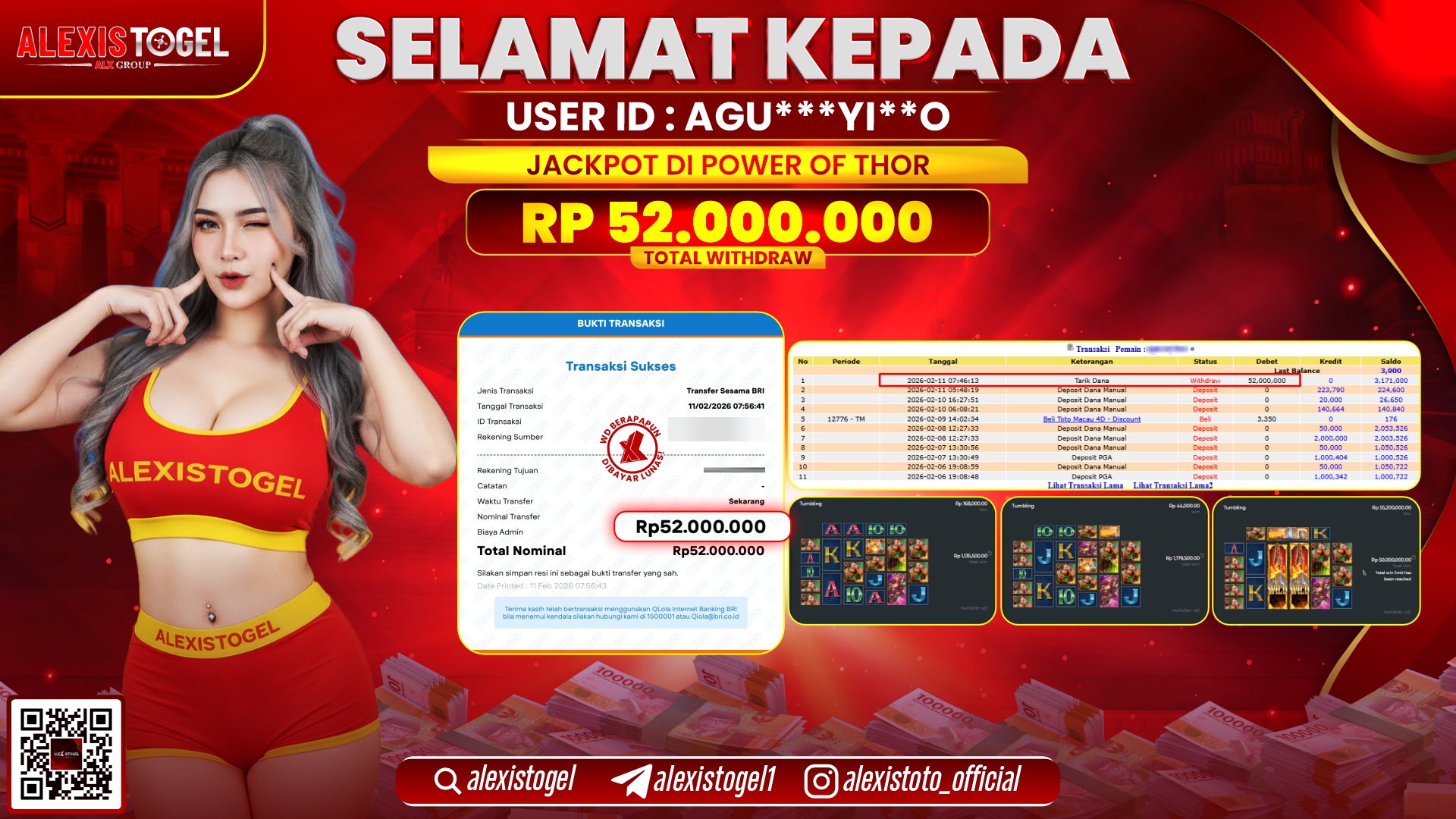ALEXISTOGEL di SLOT POWER OF THOR RP.52.000.000,- LUNAS 