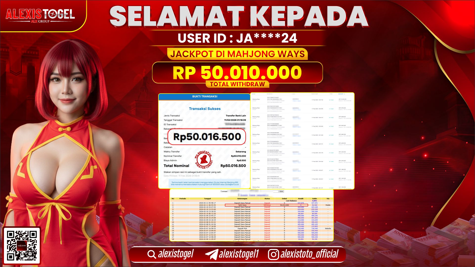 ALEXISTOGEL di SLOT MAHJONG WAYS RP.50.100.000,- LUNAS 
