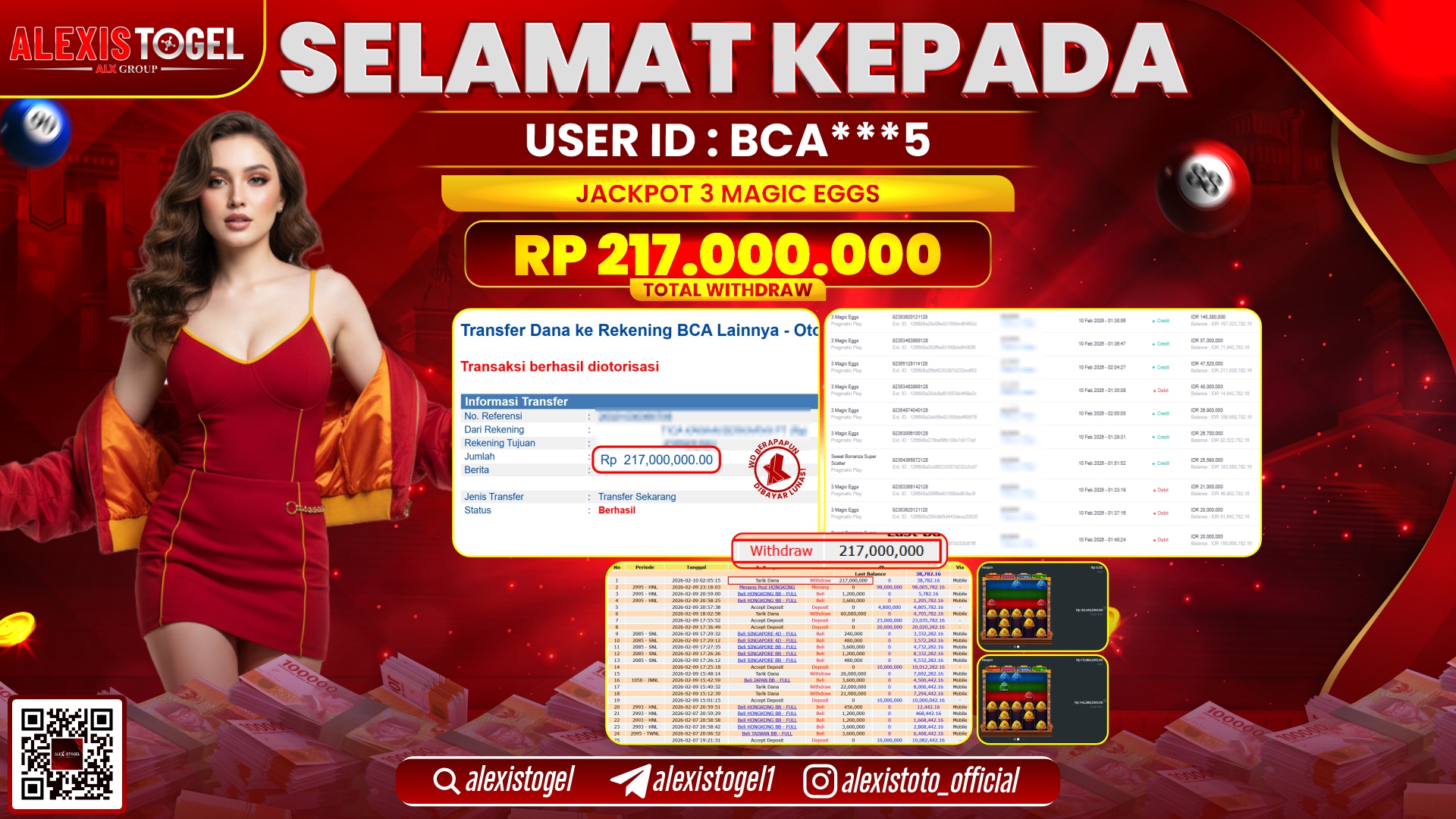 ALEXISTOGEL di SLOT 3 MAGIC EGGS RP.217.000.000,- LUNAS 