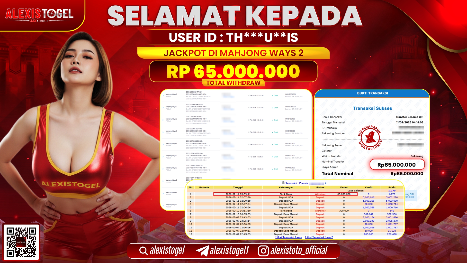 ALEXISTOGEL di SLOT MAHJONG WAYS 2 RP.65.000.000,- LUNAS 