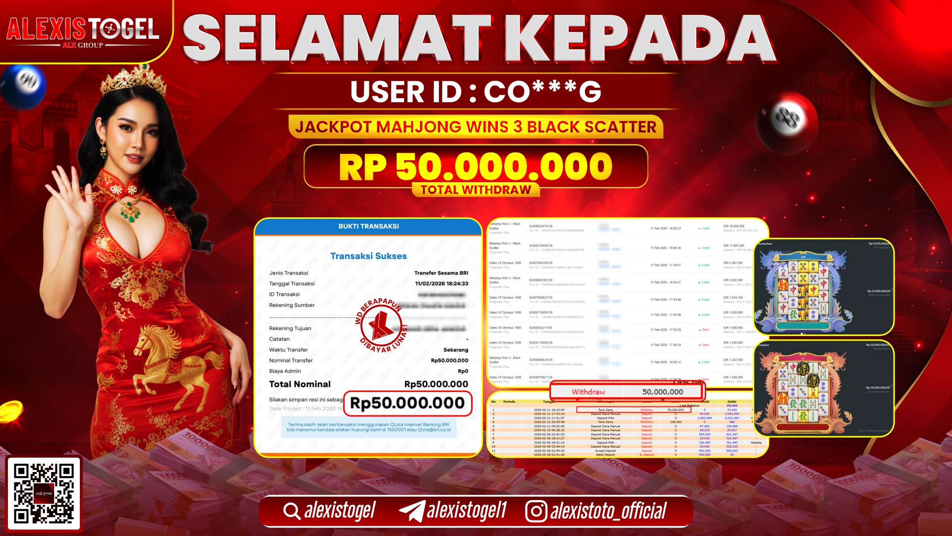 ALEXISTOGEL di SLOT MAHJONG WINS 3 BLACK SCATTER RP.50.000.000,- LUNAS 