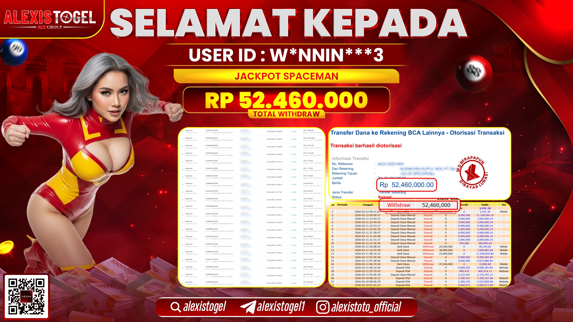 ALEXISTOGEL di SLOT SPACEMAN RP.52.460.000,- LUNAS 