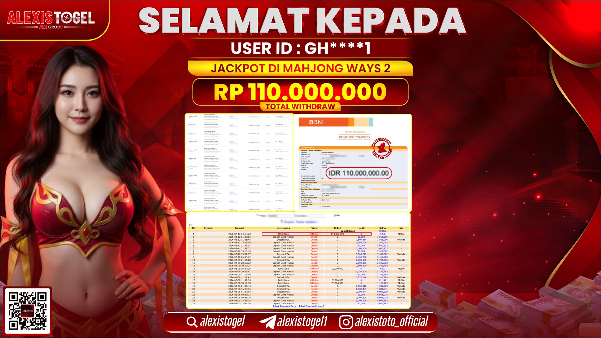 ALEXISTOGEL di SLOT MAHJONG WAYS 2 RP.110.000.000,- LUNAS 