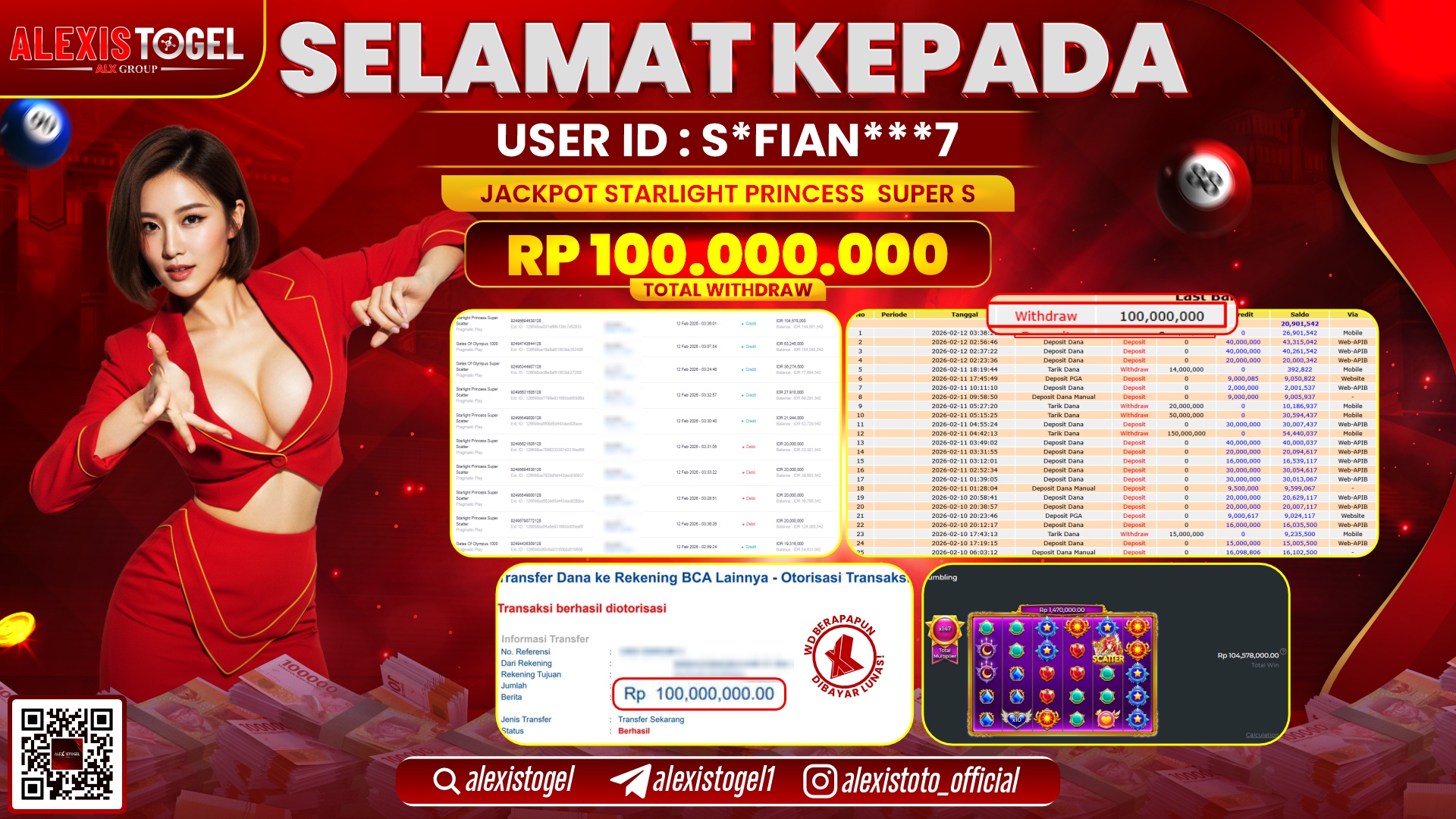 ALEXISTOGEL di SLOT STARLIGHT PRINCESS SUPER S RP.100.000.000,- LUNAS 