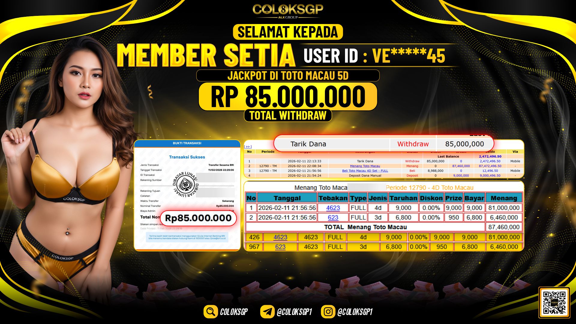 COLOKSGP JACKPOT DI TOTO MACAU 5D