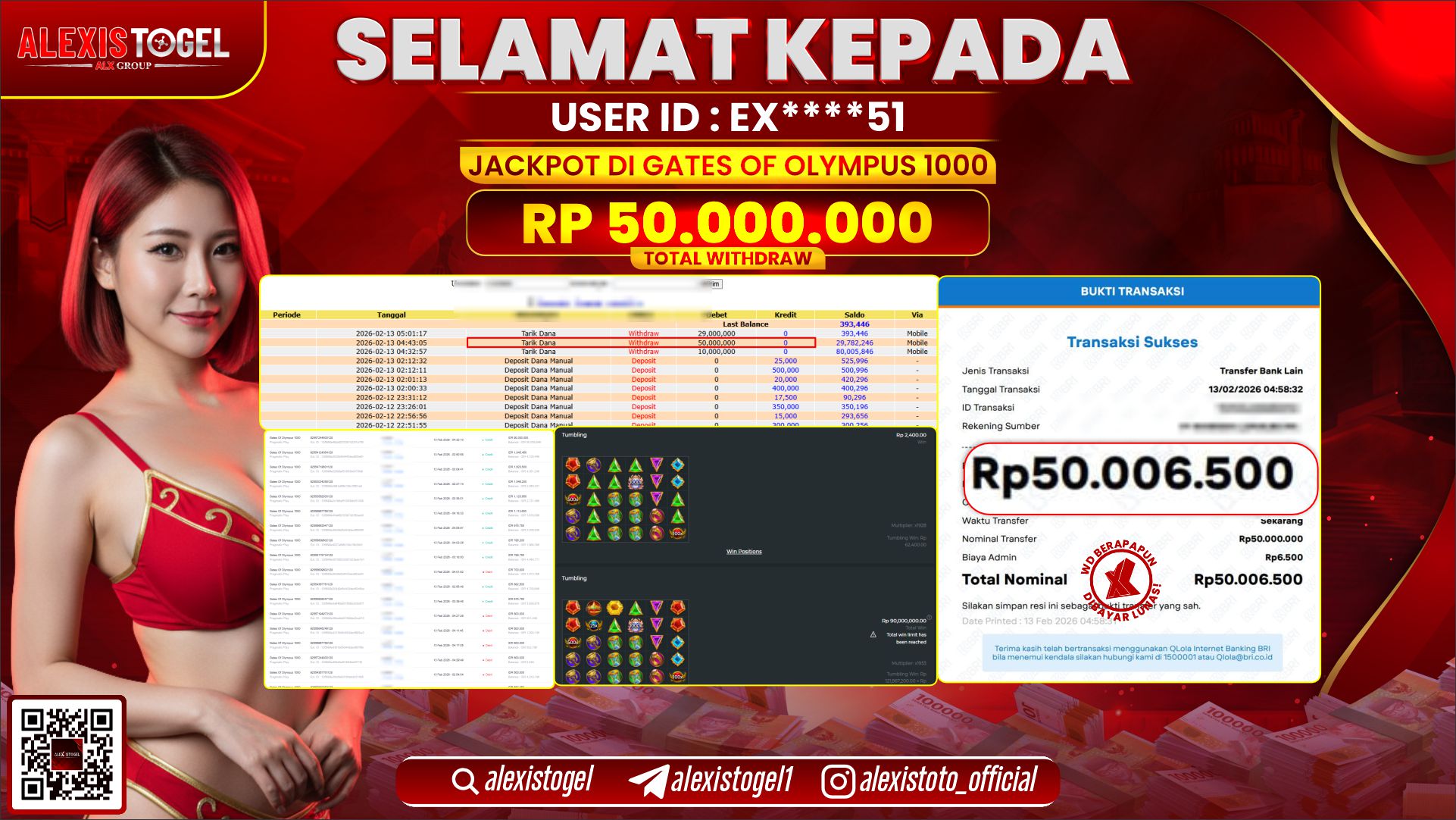 ALEXISTOGEL di SLOT GATES OF OLYMPUS 1000 RP.50.000.000,- LUNAS 