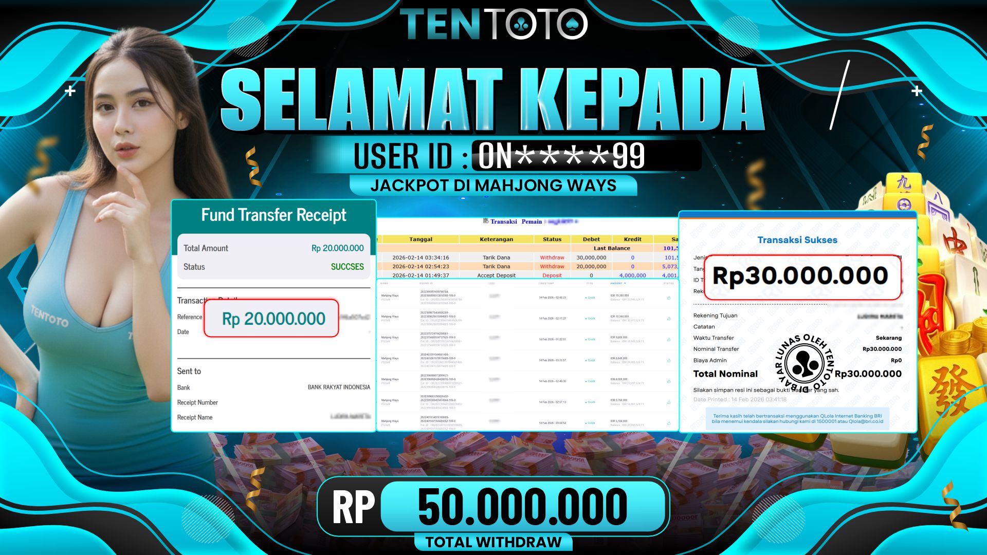 TENTOTO Mahjong Ways Rp. 50.000.000,- LUNAS