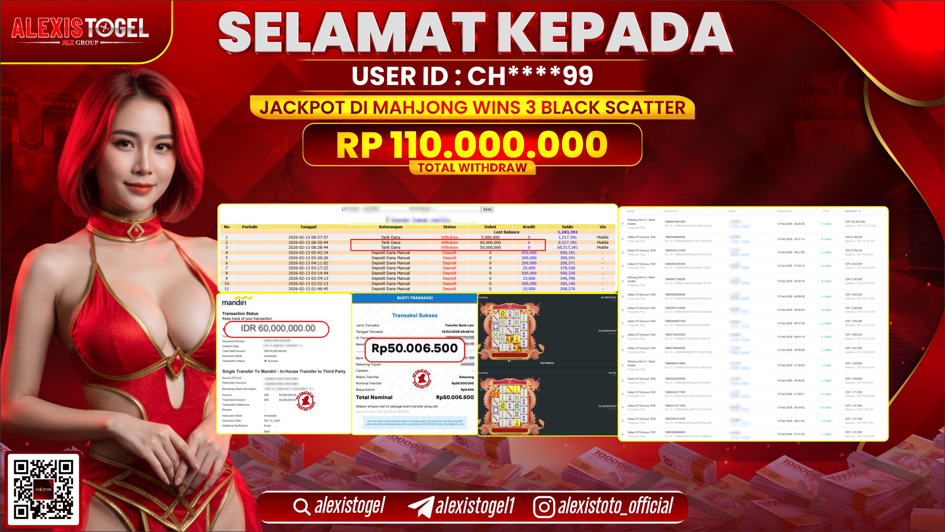 ALEXISTOGEL di SLOT MAHJONG WINS 3 BLACK SCATTER RP.110.000.000,- LUNAS 