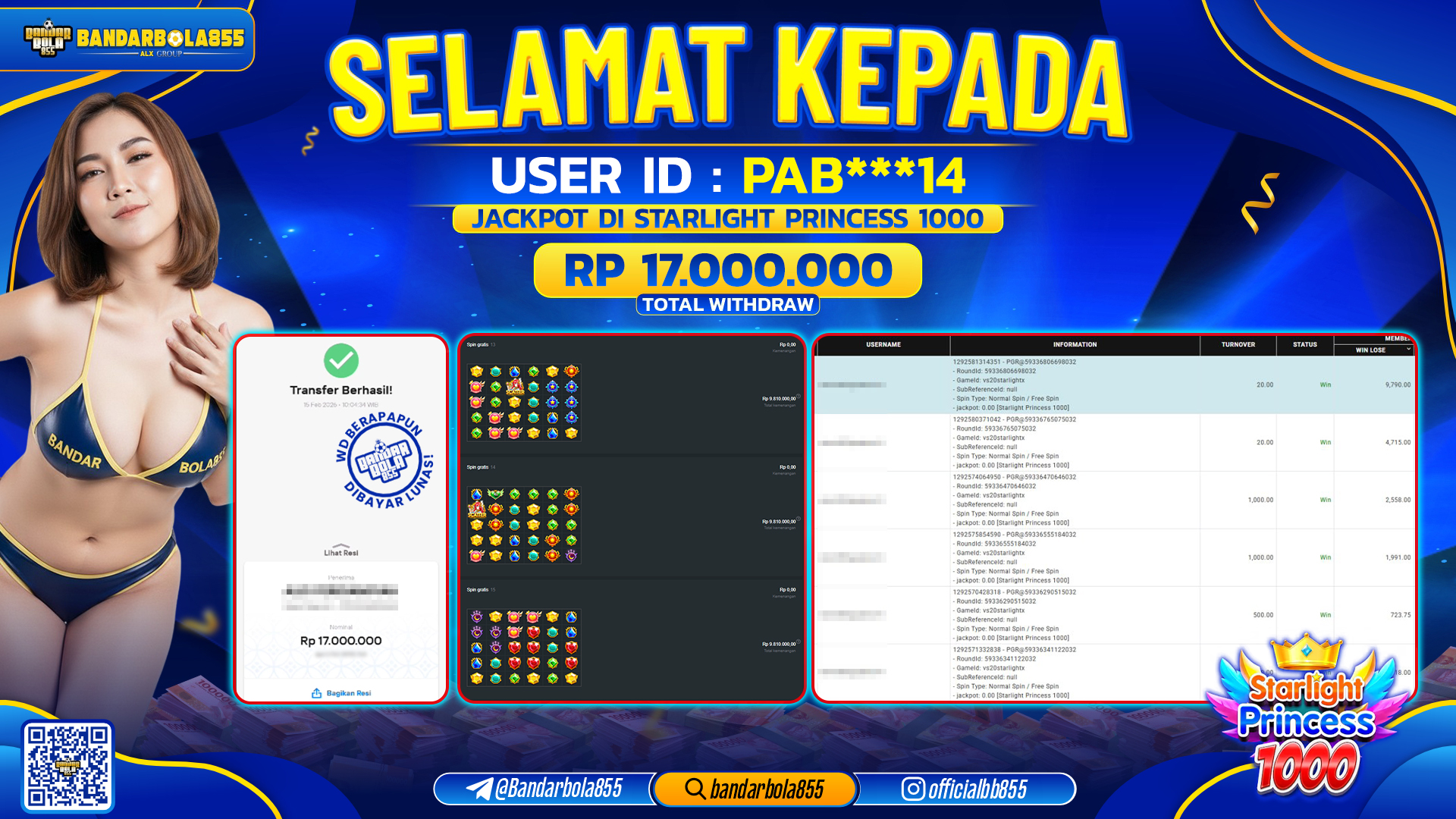 🎖 JACKPOT BANDARBOLA855 di STARLIGHT PRINCESS 1000 Rp17.000.000 🎖