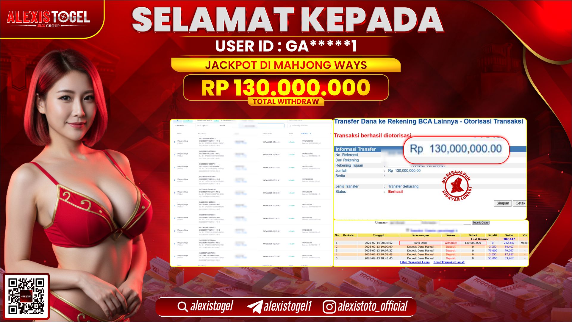 ALEXISTOGEL di SLOT MAHJONG WAYS RP.130.000.000,- LUNAS 