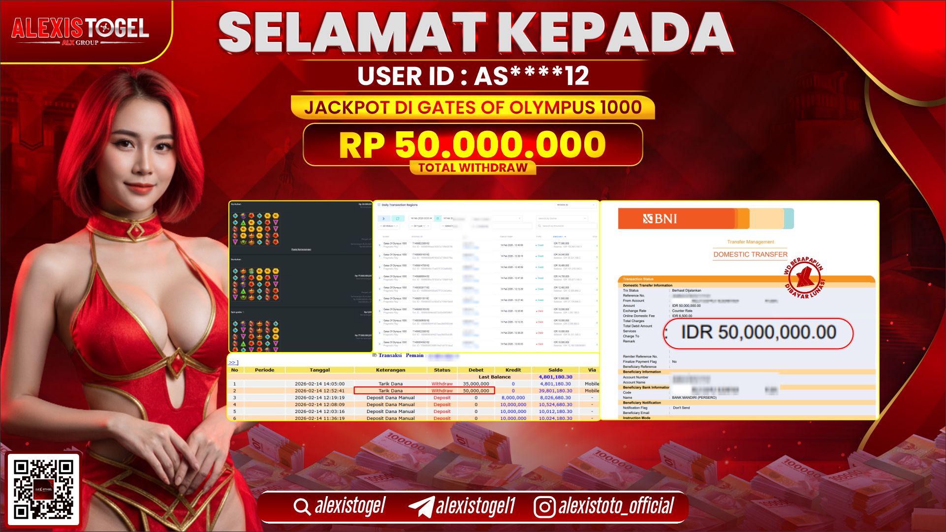 ALEXISTOGEL di SLOT GATES OF OLYMPUS 1000 RP.50.000.000,- LUNAS 