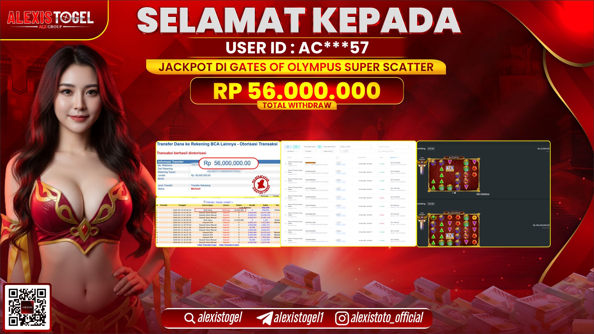 ALEXISTOGEL di SLOT GATES OF OLYMPUS SUPER SCATTER RP.56.000.000,- LUNAS 