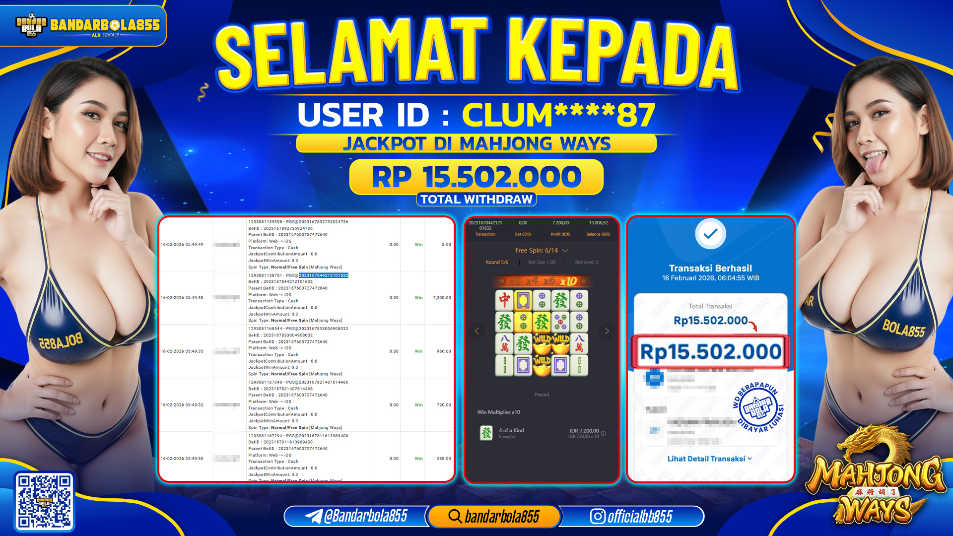 🎖 JACKPOT BANDARBOLA855 di MAHJONG WAYS Rp15.502.000 🎖