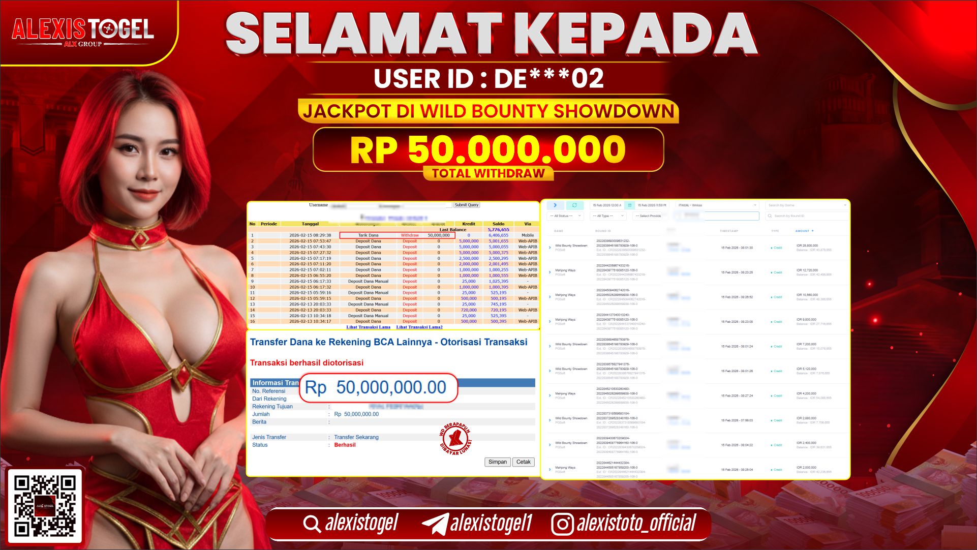 ALEXISTOGEL di SLOT WILD  BOUNTY SHOWDOWN RP.50.000.000,- LUNAS 