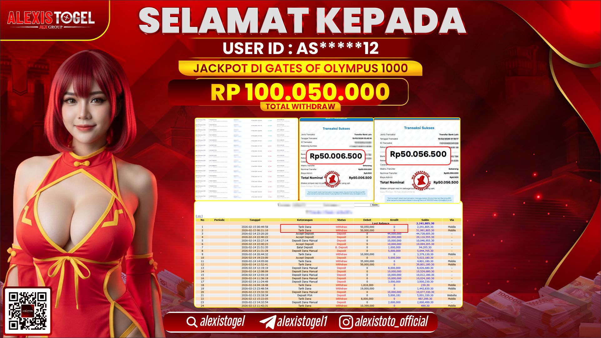 ALEXISTOGEL di SLOT GATES OF OLYMPUS 1000 RP.100.050.000,- LUNAS 