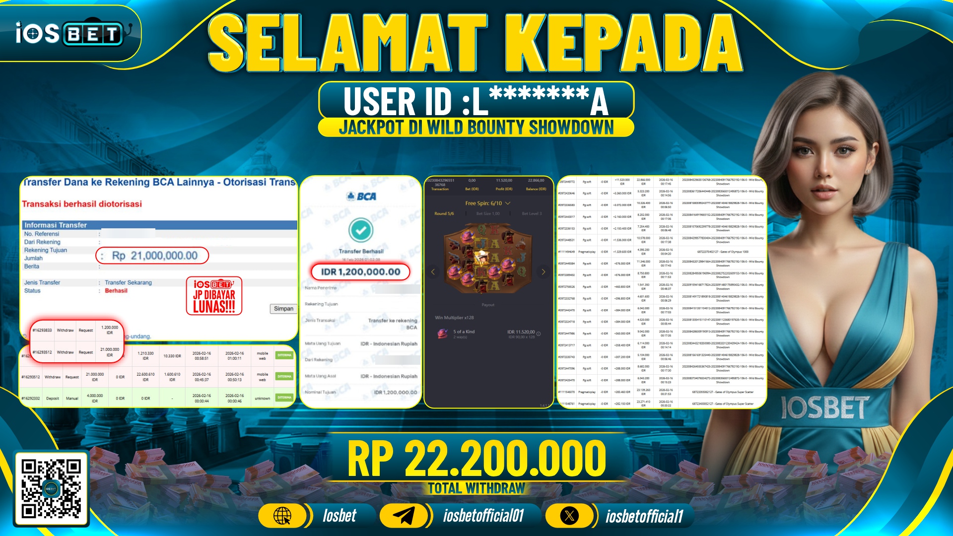 Bukti Pembayaran LUNAS SLOT GAME GACOR Rp.22.200.000,-