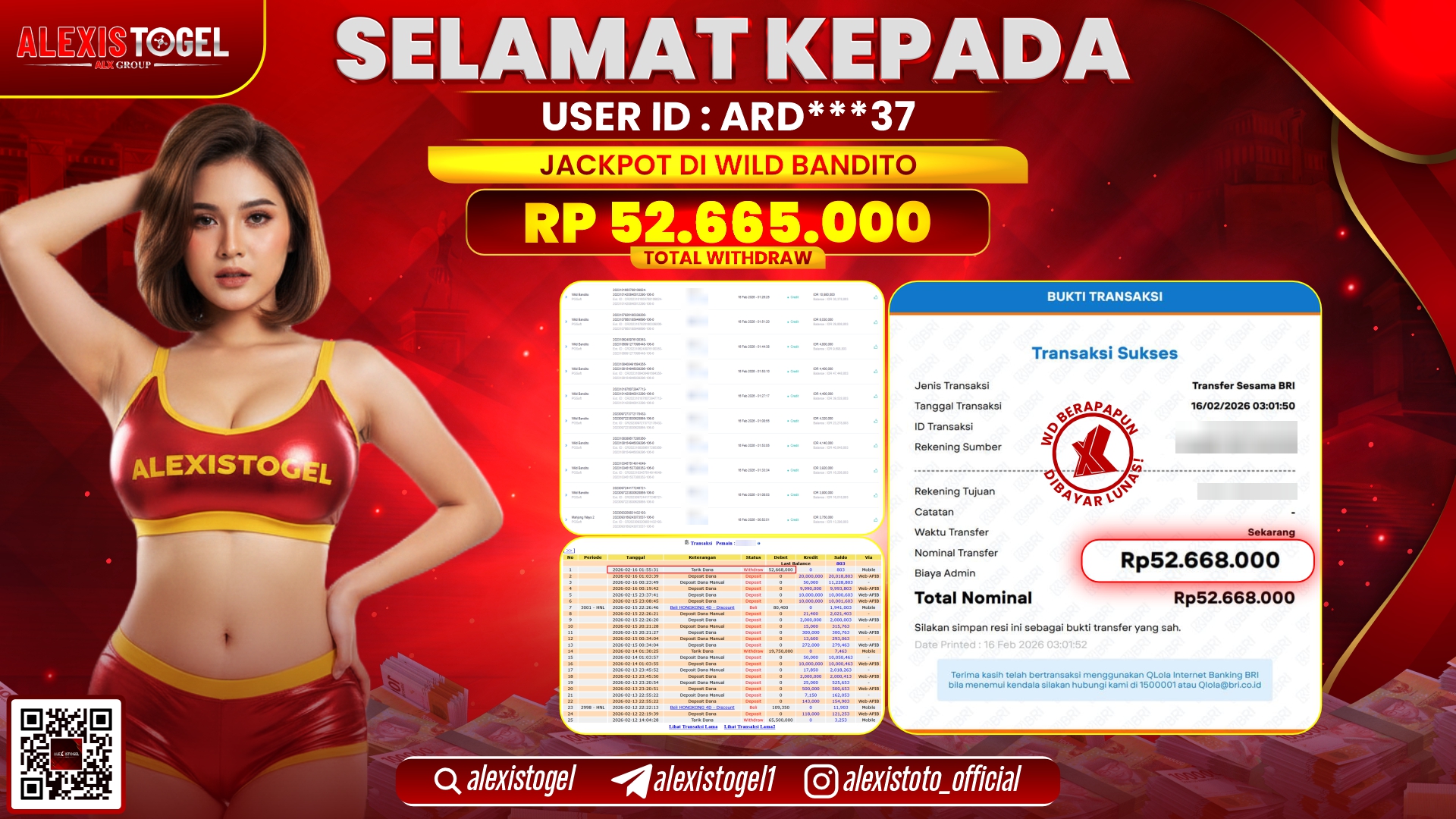 ALEXISTOGEL di SLOT WILD BANDITO RP.52.665.000,- LUNAS 