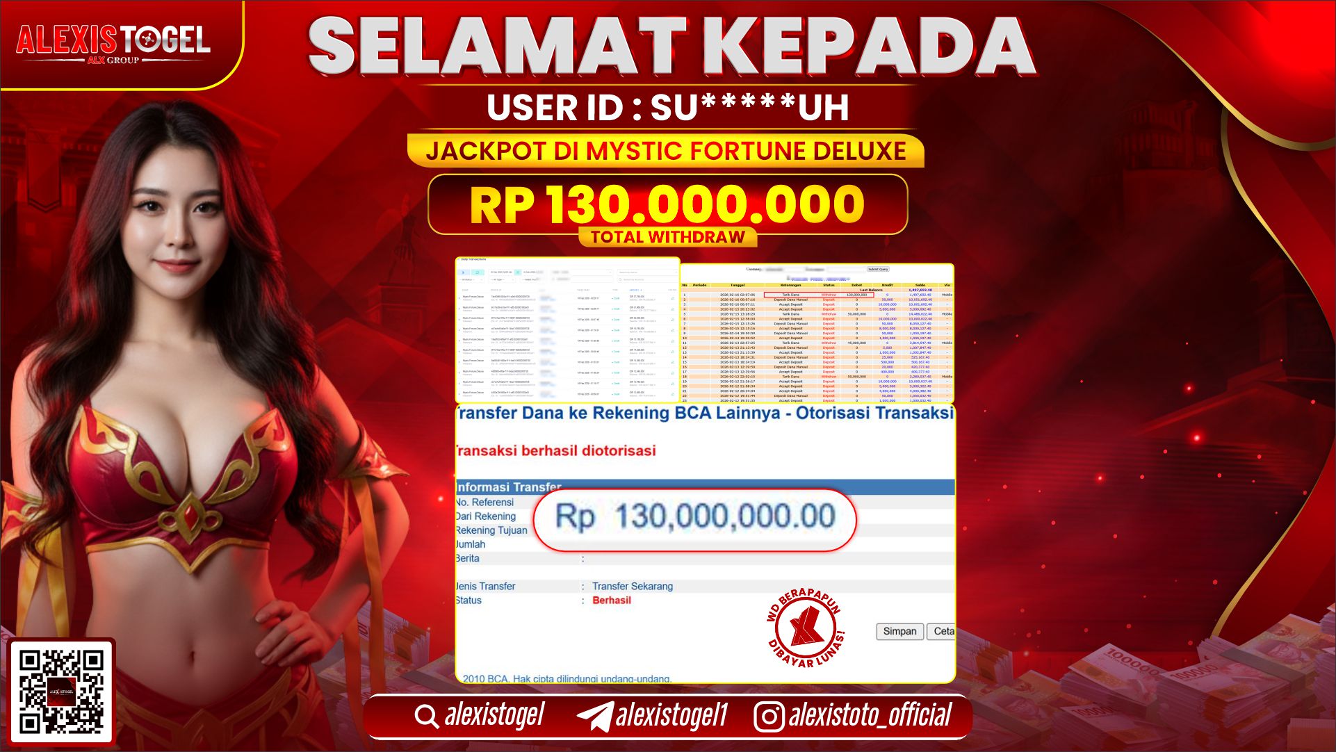 ALEXISTOGEL di MYSTIC FORTUNE DELUXE RP.130.000.000,- LUNAS 