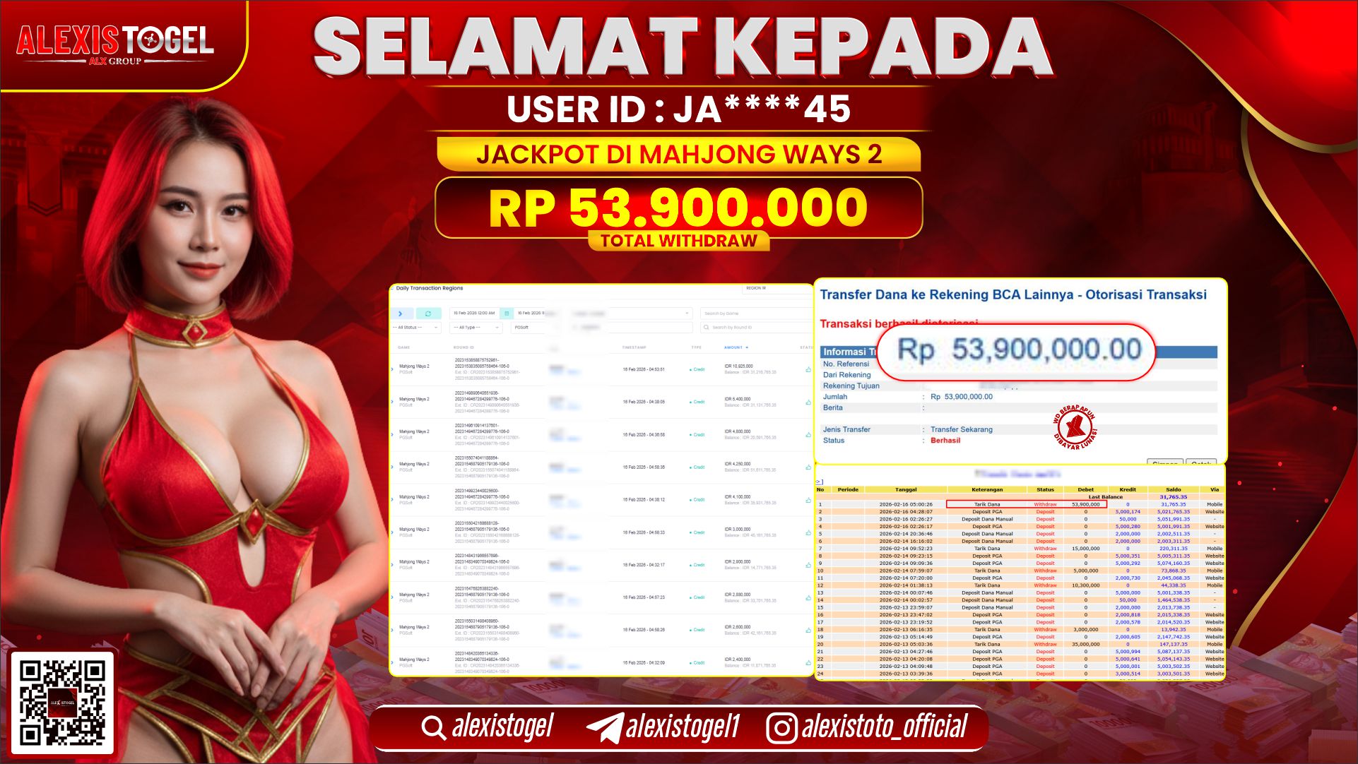 ALEXISTOGEL di SLOT MAHJONG WAYS 2 RP.53.900.000,- LUNAS 