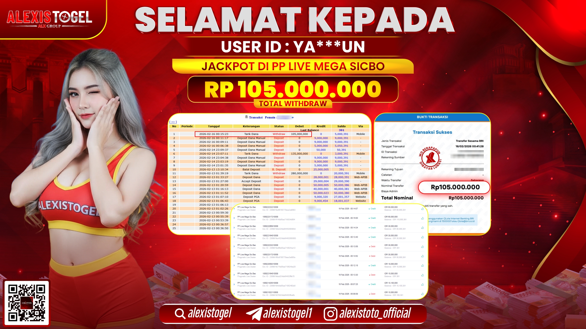 ALEXISTOGEL di PP LIVE MEGA SICBO RP.105.000.000,- LUNAS 