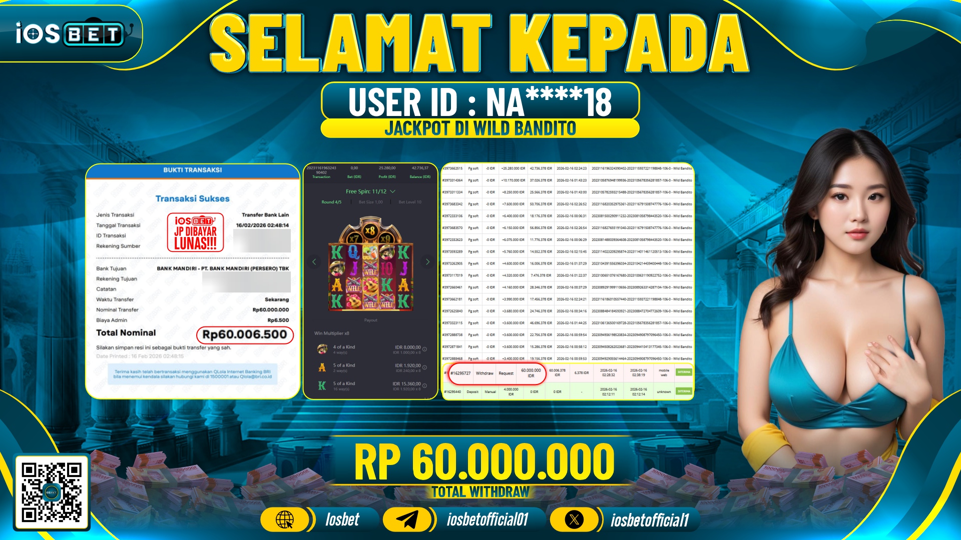 Bukti Pembayaran LUNAS SLOT GAME GACOR Rp.60.000.000,-