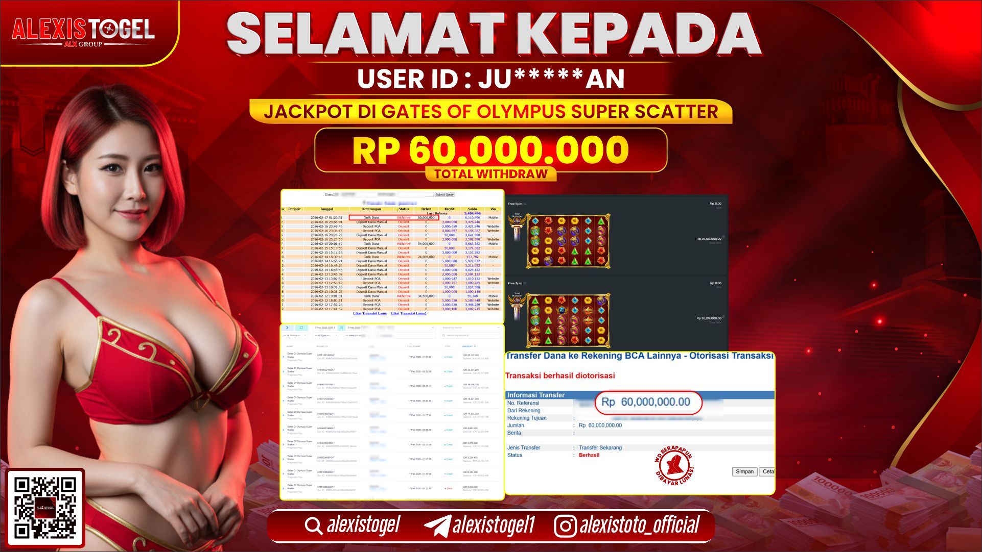 ALEXISTOGEL di SLOT GATES OF OLYMPUS SUPER SCATTER RP.60.000.000,- LUNAS 