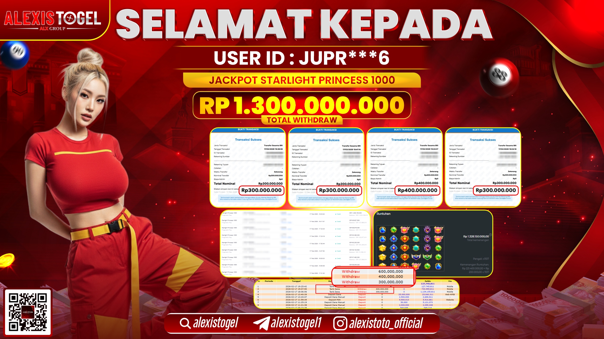 ALEXISTOGEL di SLOT STARLIGHT PRINCESS 1000 RP.1.300.000.000,- LUNAS 