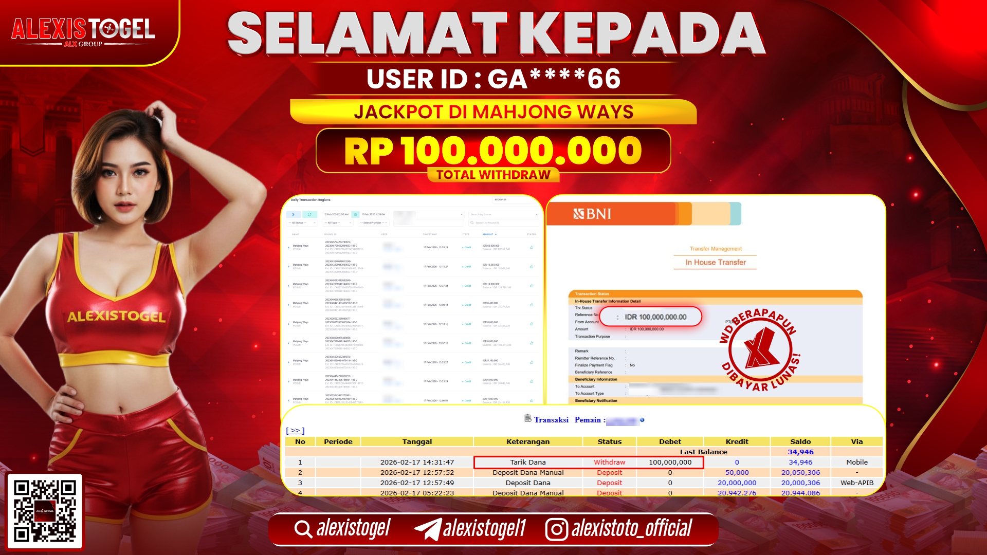 ALEXISTOGEL di SLOT MAHJONG WAYS RP.100.000.000,- LUNAS 