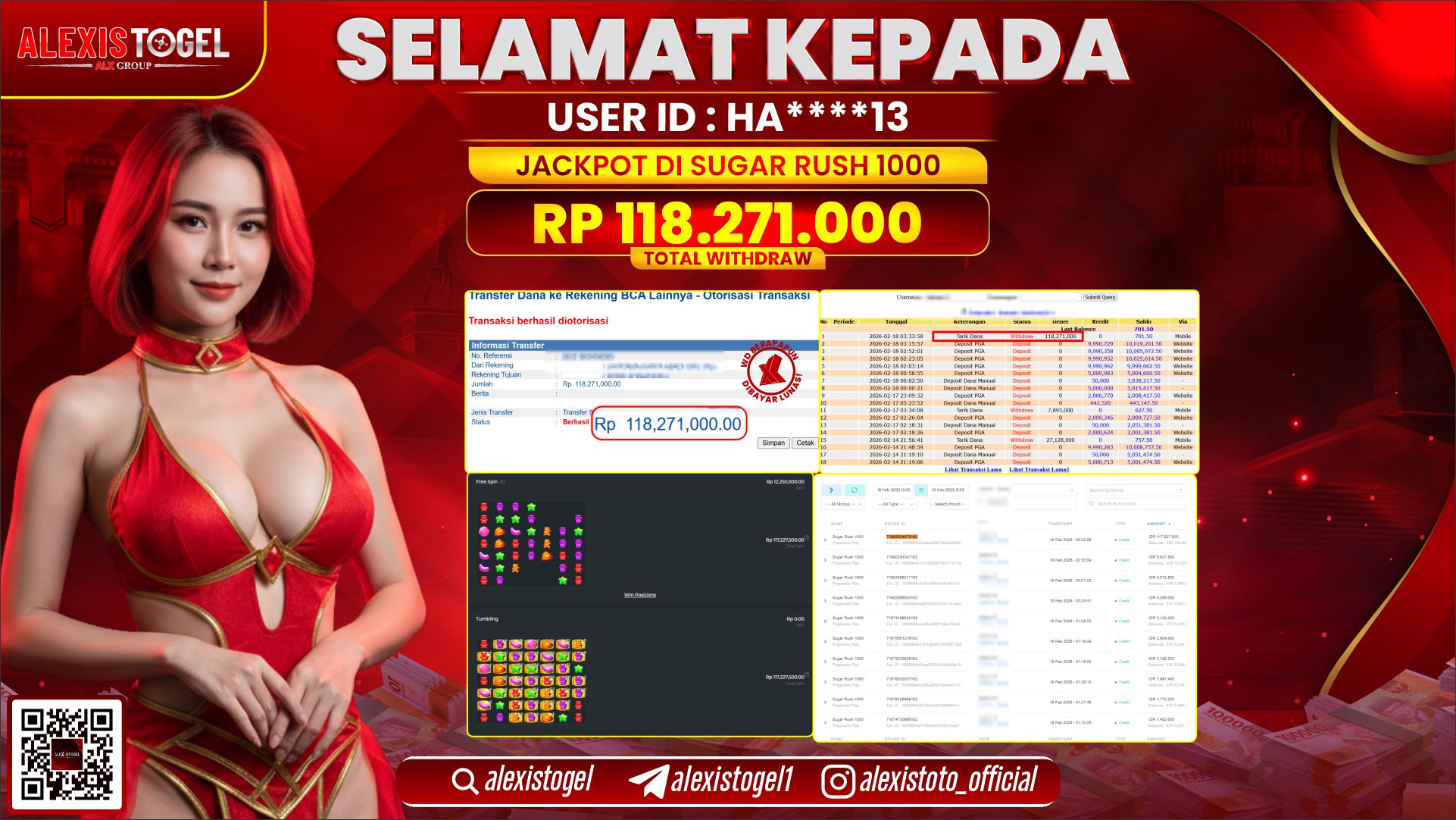 ALEXISTOGEL di SLOT SUGAR RUSH 1000 RP.118.271.000,- LUNAS 