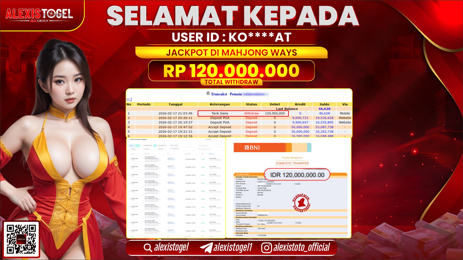 ALEXISTOGEL di SLOT MAHJONG WAYS RP.120.000.000,- LUNAS 