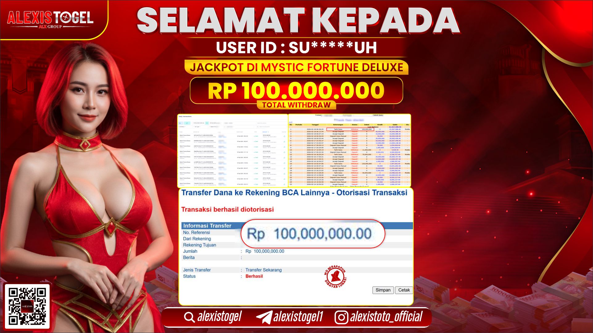 ALEXISTOGEL di MYSTIC FORTUNE DELUXE RP.100.000.000,- LUNAS 