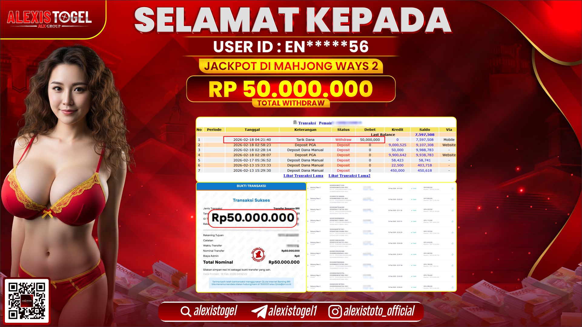 ALEXISTOGEL di SLOT MAHJONG WAYS 2 RP.50.000.000,- LUNAS 