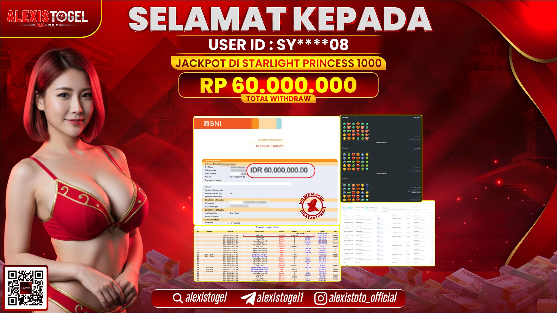 ALEXISTOGEL di SLOT STARLIGHT PRINCESS 1000 RP.60.000.000,- LUNAS 