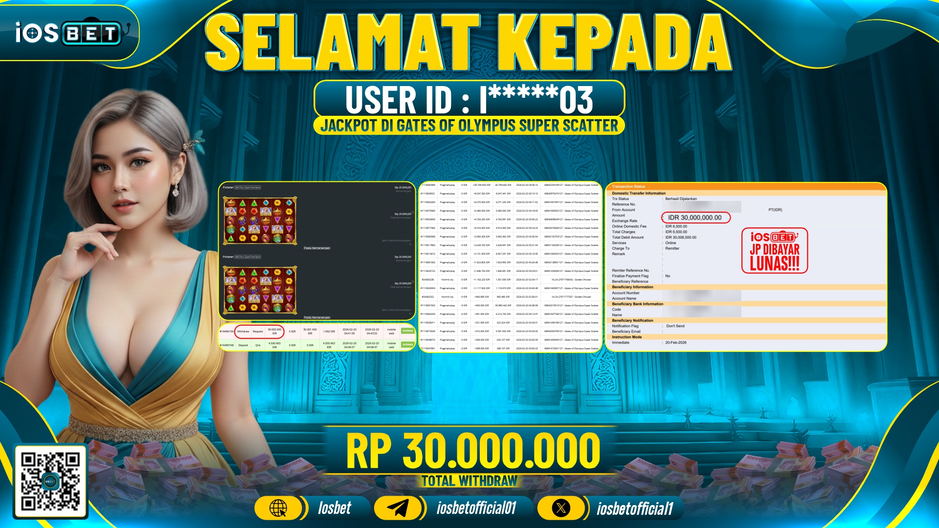 Bukti Pembayaran LUNAS SLOT GAME GACOR Rp.30.000.000,-