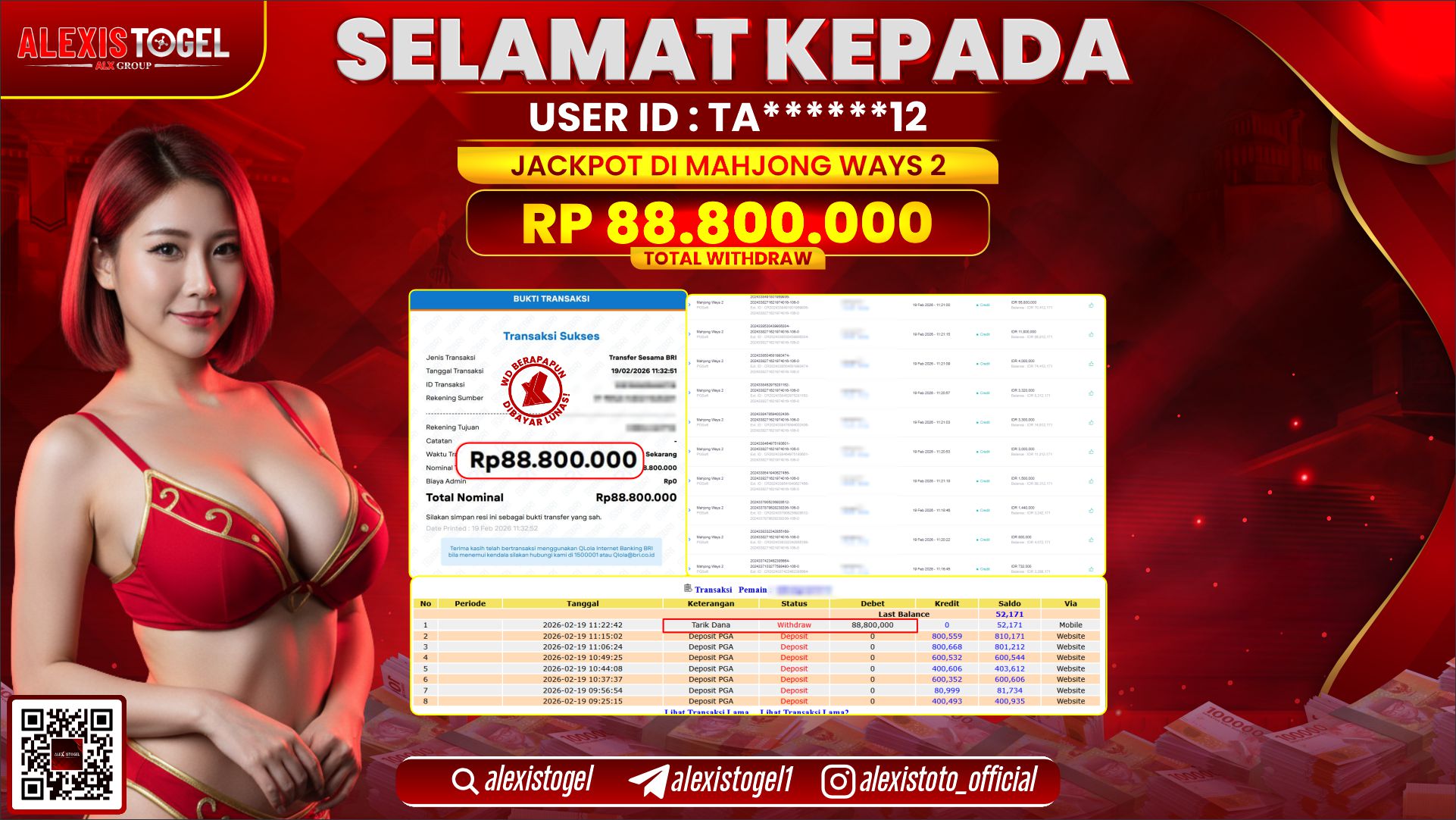 ALEXISTOGEL di SLOT MAHJONG WAYS 2 RP.88.800.000,- LUNAS 