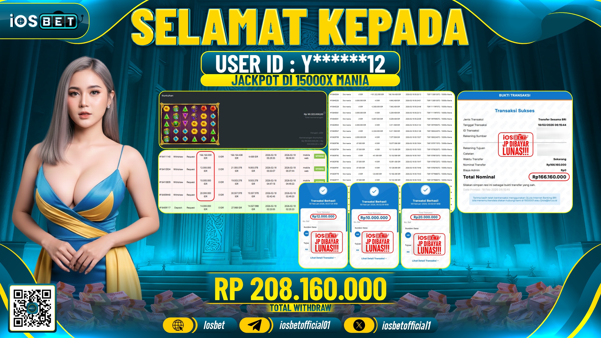 Bukti Pembayaran LUNAS SLOT GAME GACOR Rp.208.160.000,-