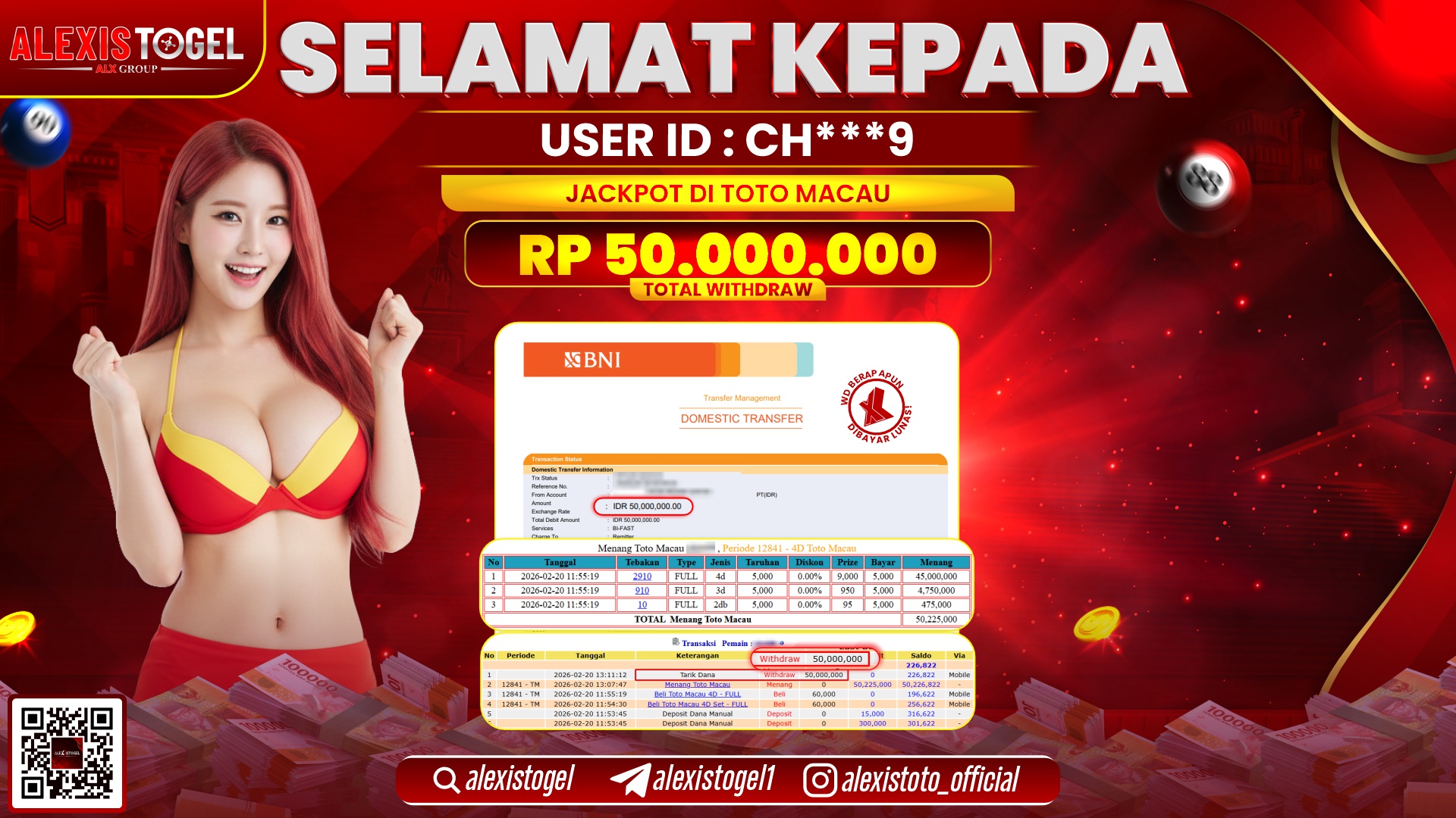 ALEXISTOGEL di TOGEL TOTO MACAU RP.50.000.000,- LUNAS 