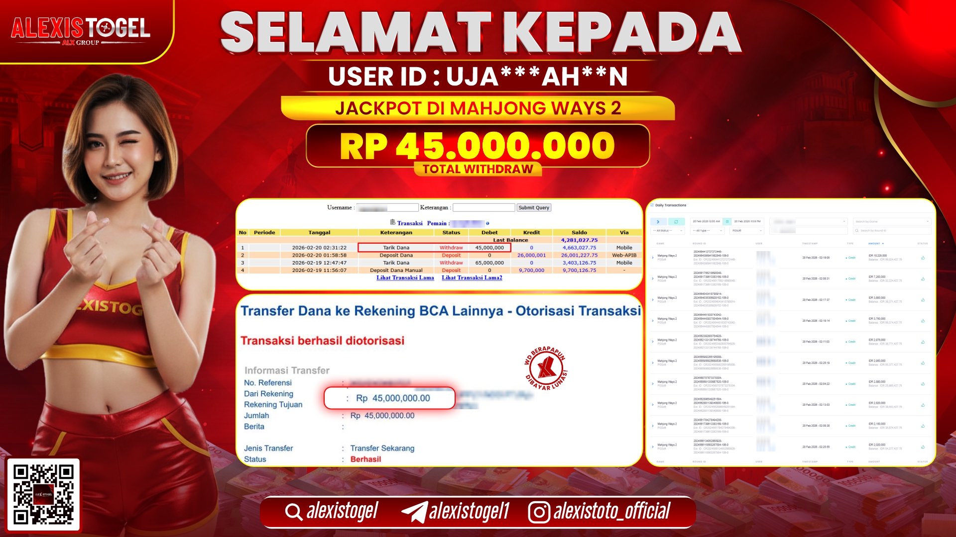 ALEXISTOGEL di SLOT MAHJONG WAYS 2 RP.45.000.000,- LUNAS 