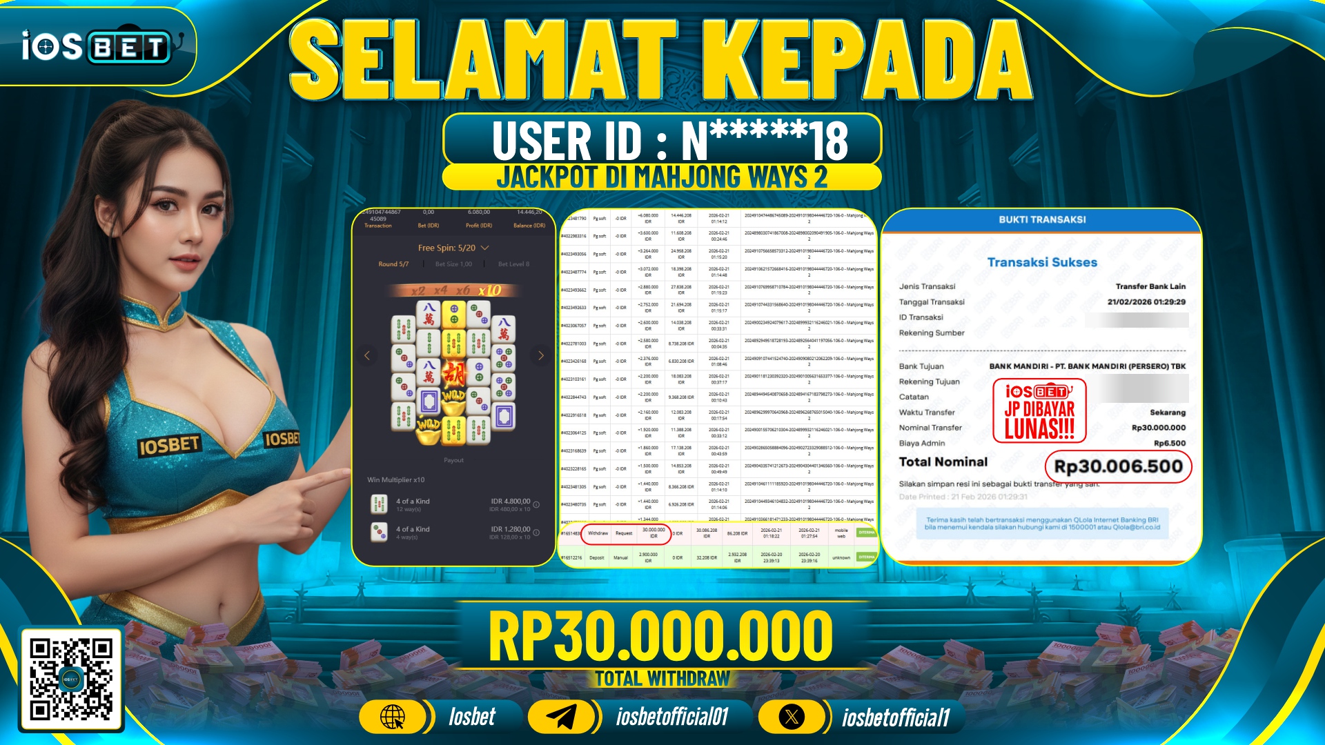 Bukti Pembayaran LUNAS SLOT GAME GACOR Rp.30.000.000,-