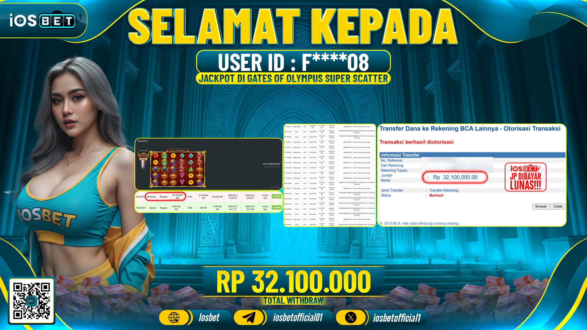 Bukti Pembayaran LUNAS SLOT GAME GACOR Rp.32.100.000,-
