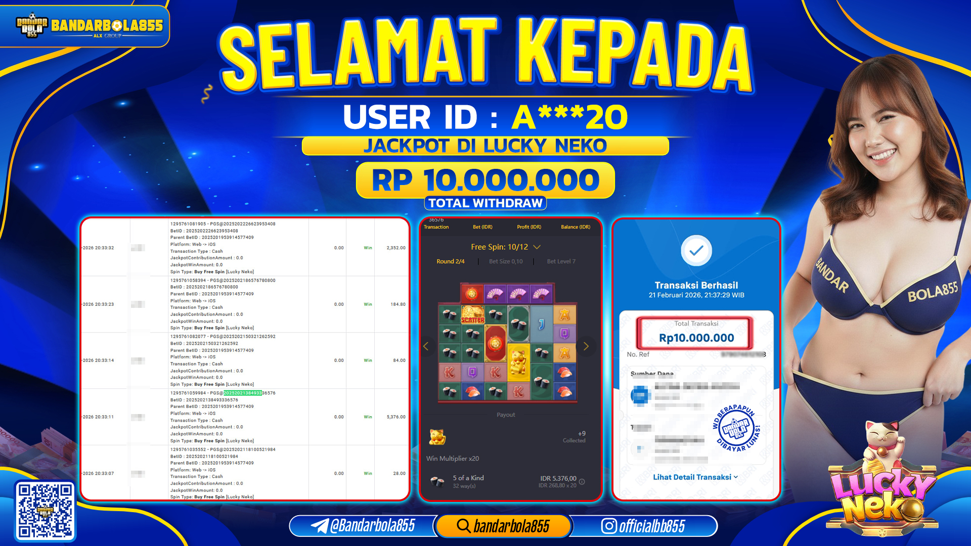 🎖 JACKPOT BANDARBOLA855 di LUCKY NEKO Rp10.000.000 🎖