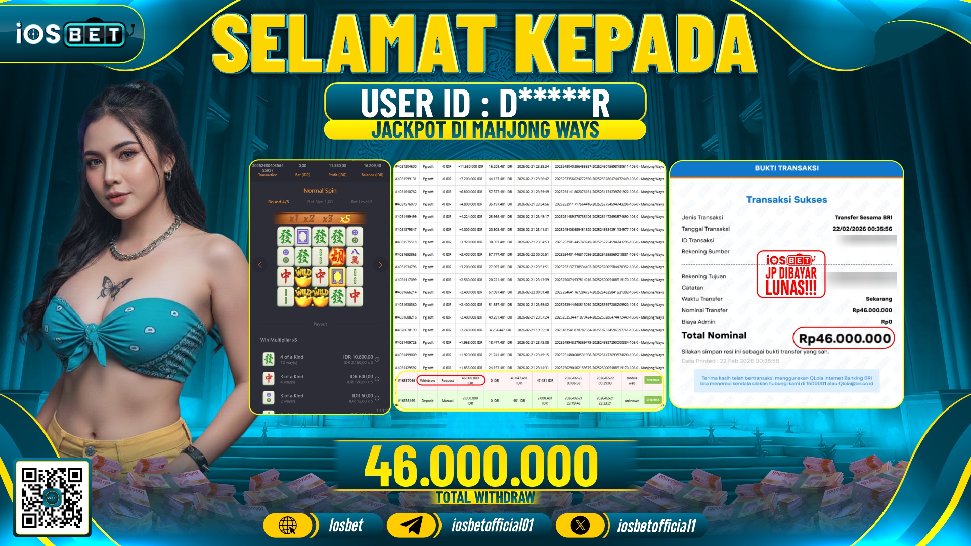 Bukti Pembayaran LUNAS SLOT GAME GACOR Rp.46.000.000,-
