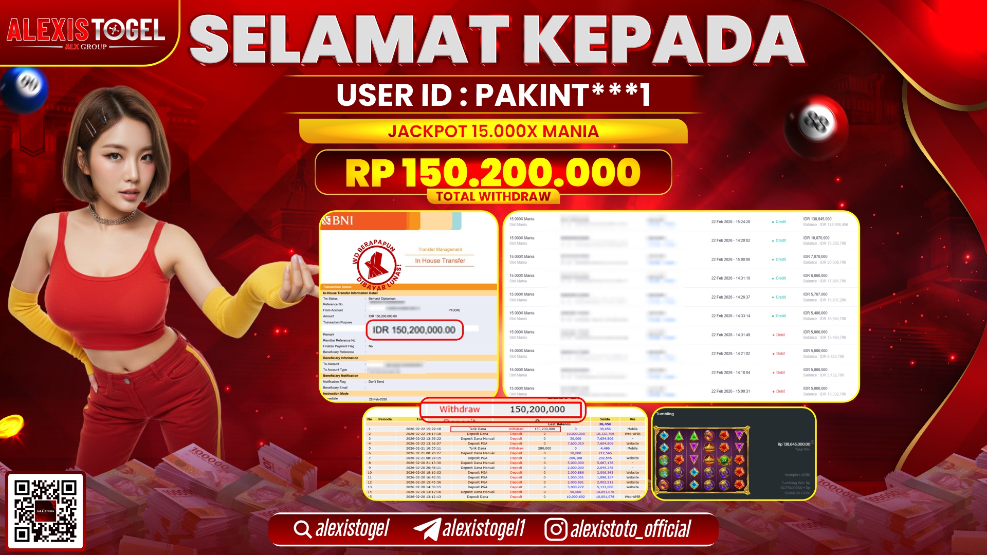 ALEXISTOGEL di SLOT 15.000X MANIA RP.150.200.000,- LUNAS 
